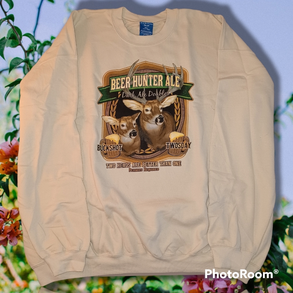 Vintage Beer Hunter Adult 3XL Humor Sweatshirt